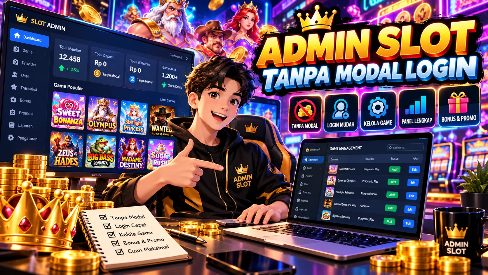 cara jadi admin slot tanpa modal login